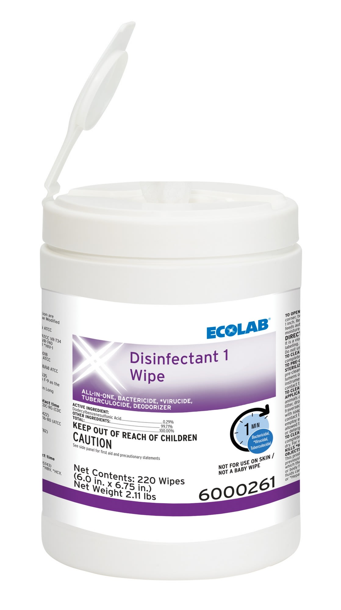 GuestSupply US | Ecolab® Disinfectant 1 Wipes, #6000261